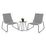Σετ Lounge 3tmx Εξ.χωρου Pony HM21193 Μεταλλο Σε Γκρι--Συνθ.rattan Σε Λευκο-Μαυρο