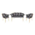 Σετ Σαλονι 3 Τεμαχιων Fylliana Baloon Με Μεταλλικο Σκελετο Και Γκρι Χρωμα Υφασματος