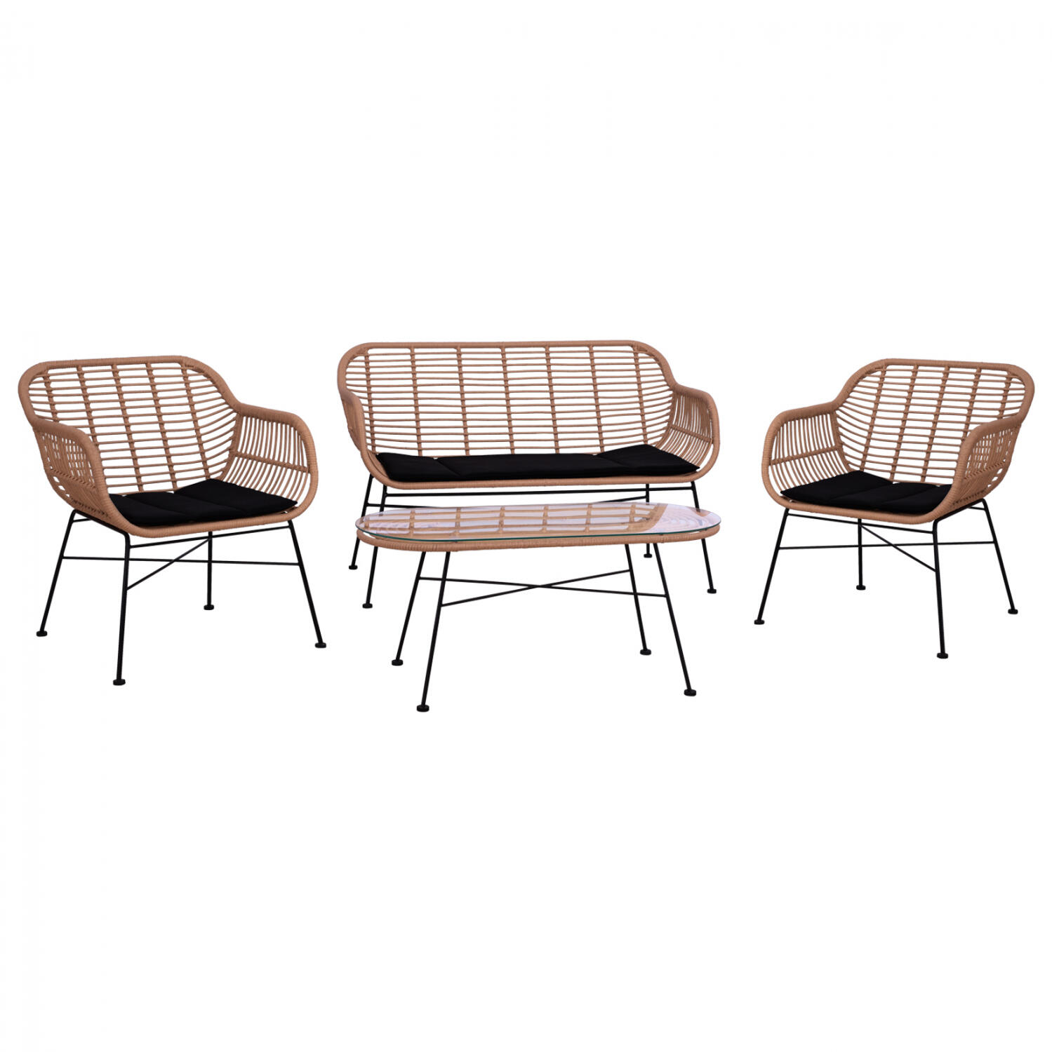 set-saloni-4tmch-fb95460-metallo-wicker- Σετ Σαλονι 4τμχ Allegra HM5460 Μεταλλο & Wicker Σε Μπεζ Χρωμα - Image 1