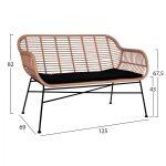 Σετ Σαλονι 4τμχ Allegra HM5460 Μεταλλο & Wicker Σε Μπεζ Χρωμα - Image 2