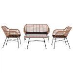 Σετ Σαλονι 4τμχ Allegra HM5460 Μεταλλο & Wicker Σε Μπεζ Χρωμα - Image 5