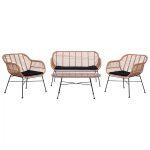 Σετ Σαλονι 4τμχ Allegra HM5460 Μεταλλο & Wicker Σε Μπεζ Χρωμα - Image 6