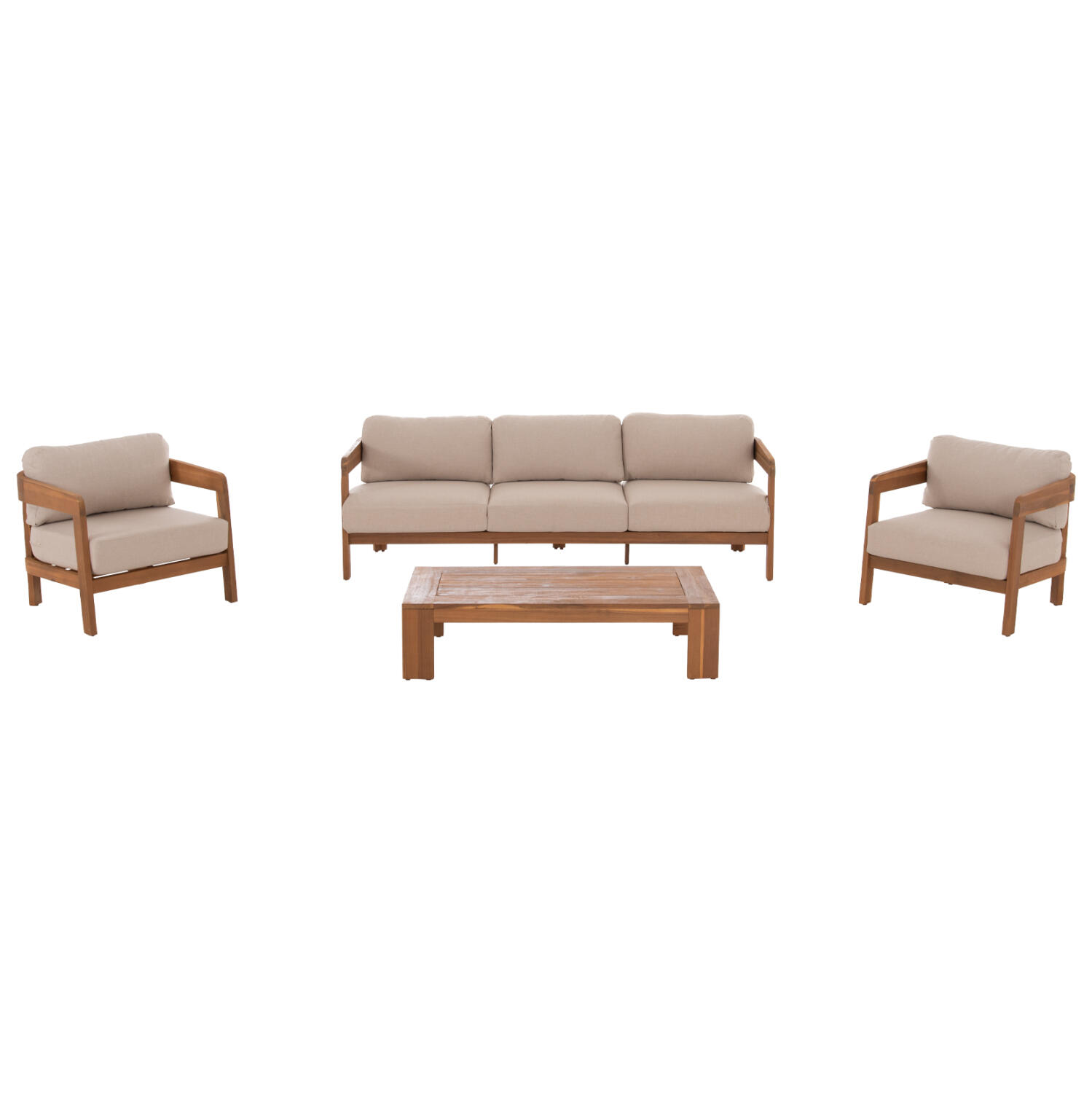 set-saloni-4tmch-fb96514-xylo-akakias-po Σετ Σαλονι 4τμχ Solara HM6514 Ξυλο Ακακιας--Πολυεστερικα Καλυμματα Μαξιλαριων Εκρου - Image 1