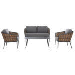 Σετ Σαλονι 4τμχ Cassian HM6552.01 Αλουμινιο & Μαξιλαρια Γκρι-Μπεζ P.e.rattan - Image 6