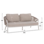Σετ Σαλονι 5τμχ Driscoll ηm6473.02 Ivory Αλουμινιο--Μπεζ Σχοινι & Olefin Υφασμα - Image 2