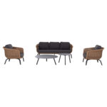 Σετ Σαλονι 5τμχ Stern HM6555.01 Γκρι Αλουμινιο & Olefin--Twist Wicker Σε Φυσικο - Image 5
