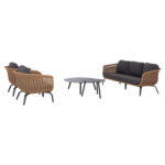 Σετ Σαλονι 5τμχ Stern HM6555.01 Γκρι Αλουμινιο & Olefin--Twist Wicker Σε Φυσικο - Image 7