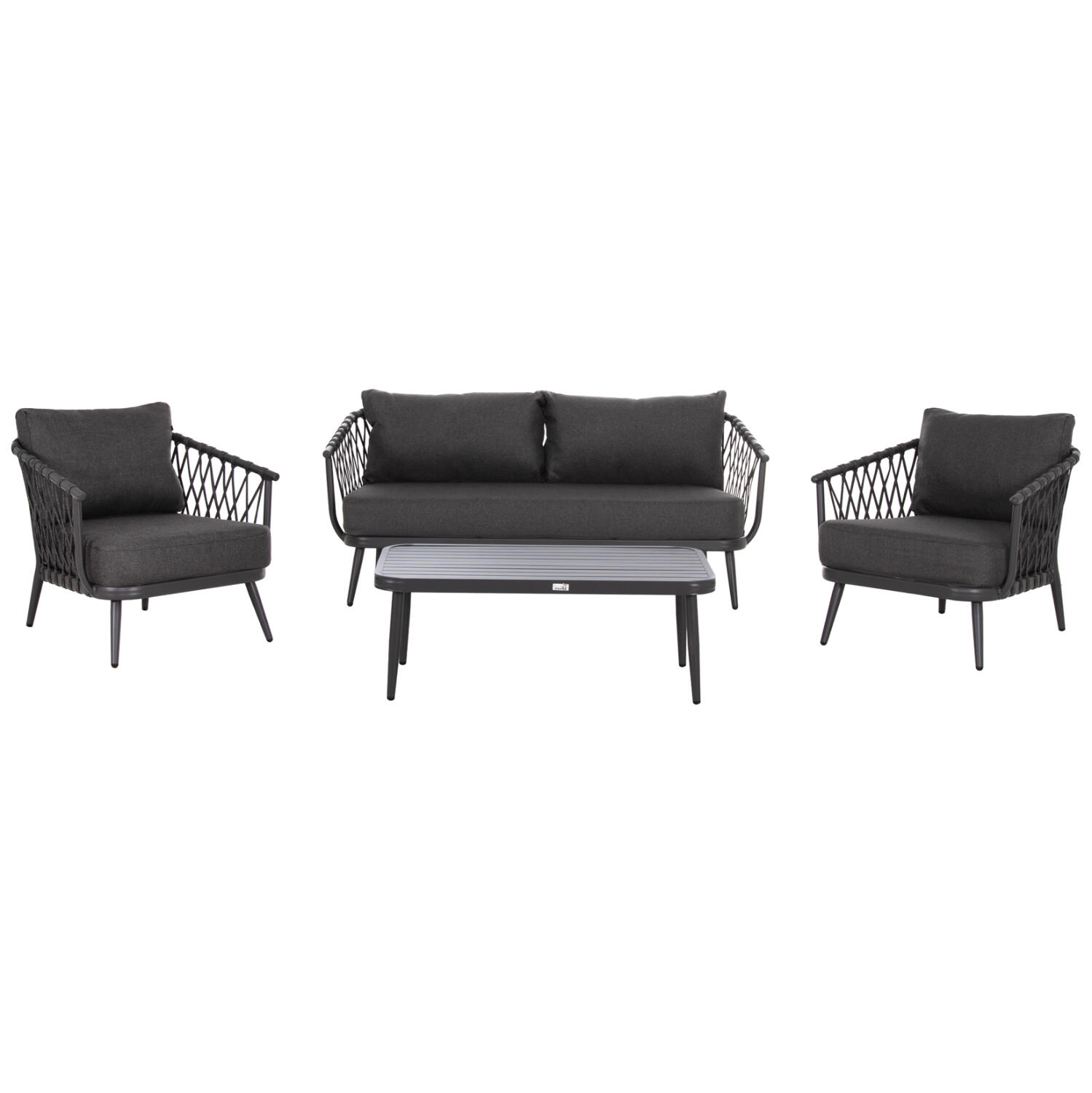 set-saloni-exchoroy-4-theseon-fb9650501- Σετ Σαλονι Εξ.χωρου 4 Θεσεων Willa HM6505.01 Αλουμινιο-Σχοινι-Μαξιλαρια Σε Γκρι - Image 1