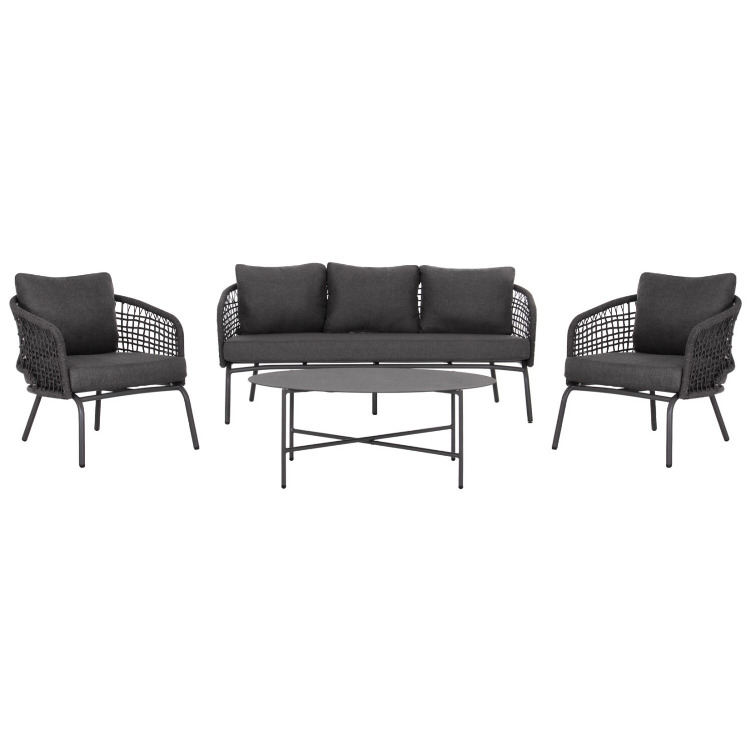 set-saloni-exchoroy-5th-fb9650801-aloymi Σετ Σαλονι Εξ.χωρου 5θ Elowen HM6508.01 Αλουμινιο-Σχοινι-Μαξιλαρια-- Γκρι - Image 1