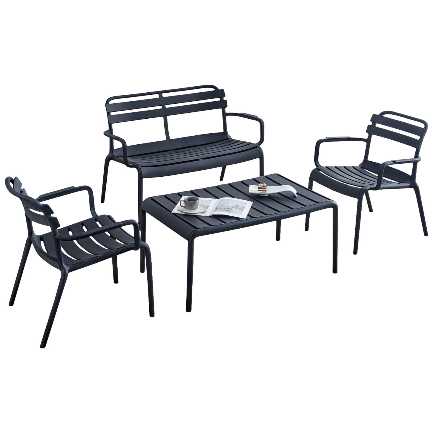 set-saloni-exoterikoy-choroy-4tmch-fb921 Σετ Σαλονι Εξωτερικου Χωρου 4τμχ Korver HM21096.02 Πολυπροπυλενιο Μαυρο - Image 1