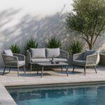 Σετ Σαλονι Κηπου 4 Τεμαχια Fylliana Casablanca Γκρι Χρωμα 155x72x68εκ - Image 2
