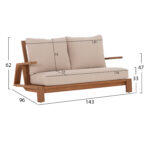 Σετ Σαλονι Lounge 4τμχ Mirex HM6521 Ξυλο Ακακιας--Πολυεστερικα Μαξιλαρια Εκρου - Image 2