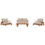 Σετ Σαλονι Lounge 4τμχ Mirex HM6521 Ξυλο Ακακιας--Πολυεστερικα Μαξιλαρια Εκρου