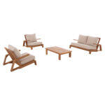 Σετ Σαλονι Lounge 4τμχ Mirex HM6521 Ξυλο Ακακιας--Πολυεστερικα Μαξιλαρια Εκρου - Image 6