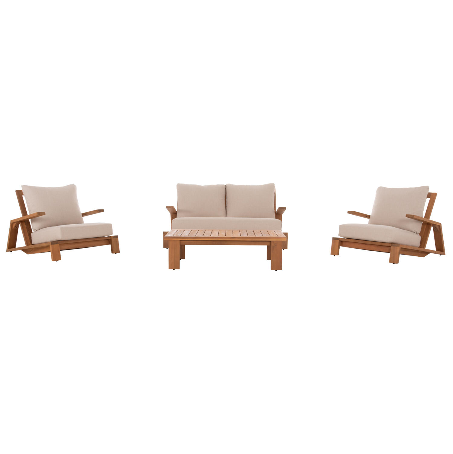 set-saloni-lounge-4tmch-fb96521-xylo-aka Σετ Σαλονι Lounge 4τμχ Mirex HM6521 Ξυλο Ακακιας--Πολυεστερικα Μαξιλαρια Εκρου - Image 1