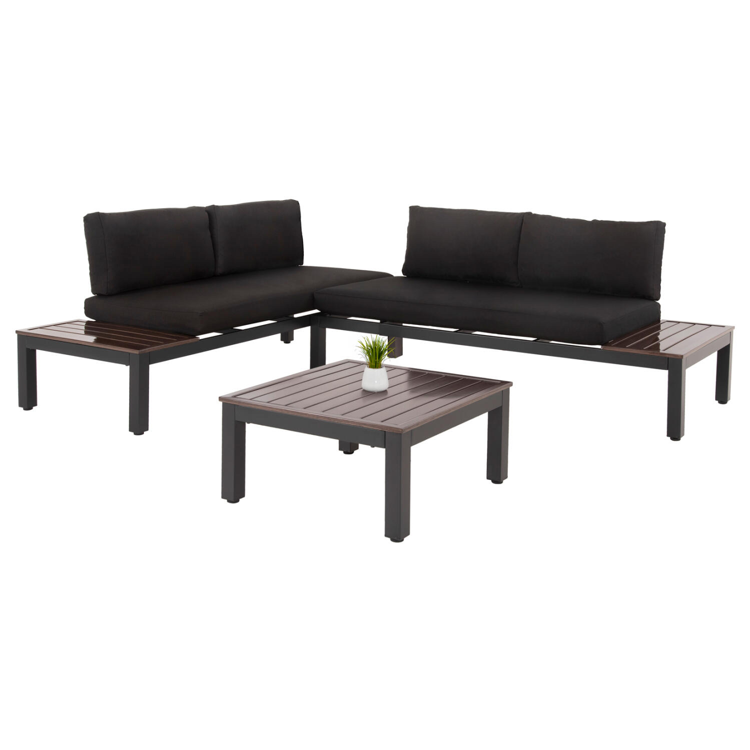 set-saloni-polymorfiko-3tmx-fb96090-aloy Σετ Σαλονι Πολυμορφικο Dex 3tmx HM6090 Αλουμινιο Σε Ανθρακι & Καφε-Μαυρα Μαξιλαρια - Image 1