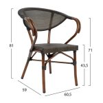 Σετ Τραπεζαρια 5τμχ 140x80 & 4 Πολυθρονες Bamboo Look Καφε - Image 3