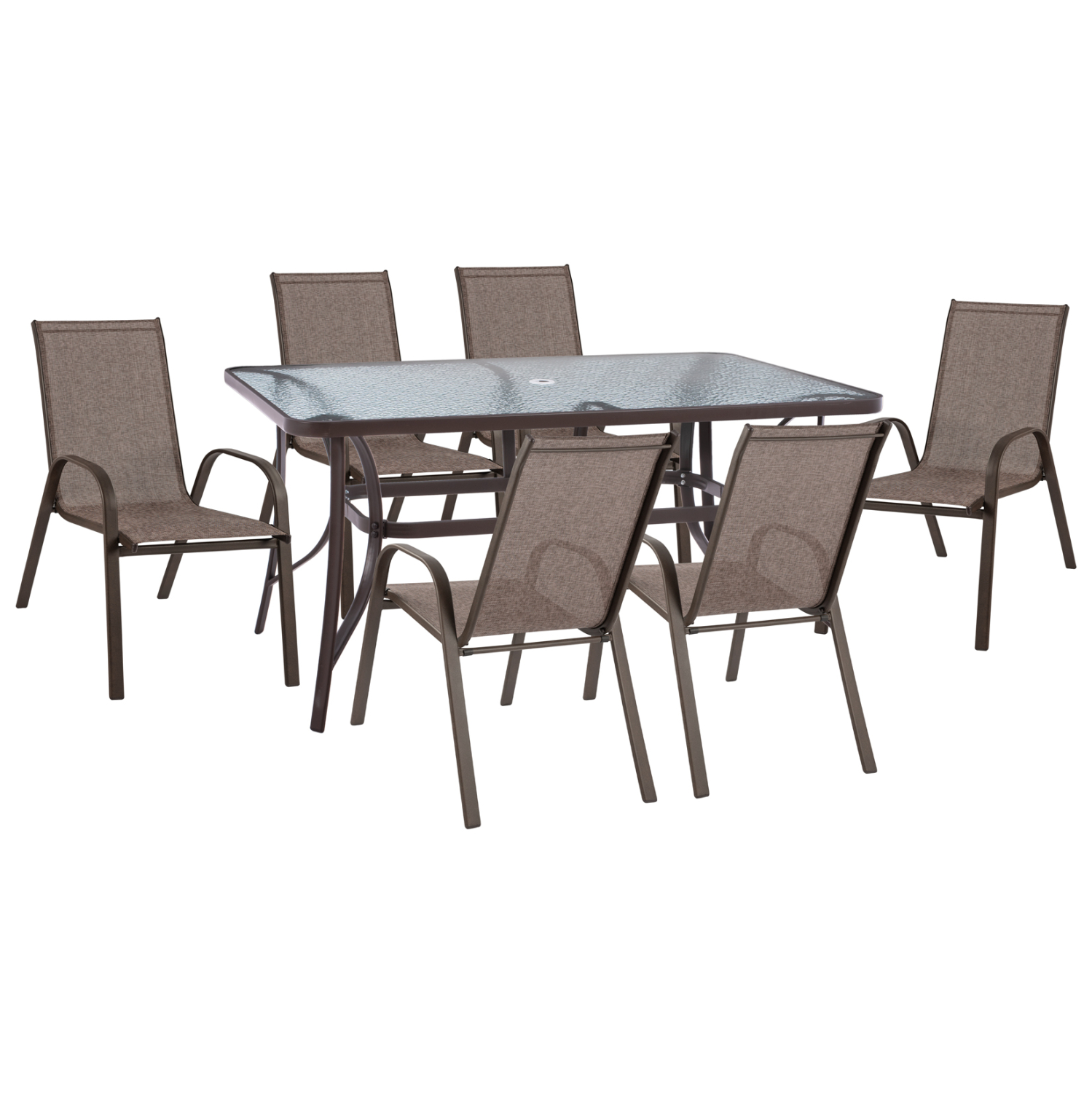 set-trapezaria-7tmch-1-trapezi-150ch906k Σετ Τραπεζαρια 7τμχ 1 Τραπεζι 150χ90+6καρεκλες Καφε HM5119.02 - Image 1