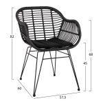 Σετ Τραπεζαριας 3τμχ HM11871 Μεταλλο & Rattan Σε Μαυρο Χρωμα - Image 2