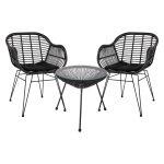 Σετ Τραπεζαριας 3τμχ HM11871 Μεταλλο & Rattan Σε Μαυρο Χρωμα