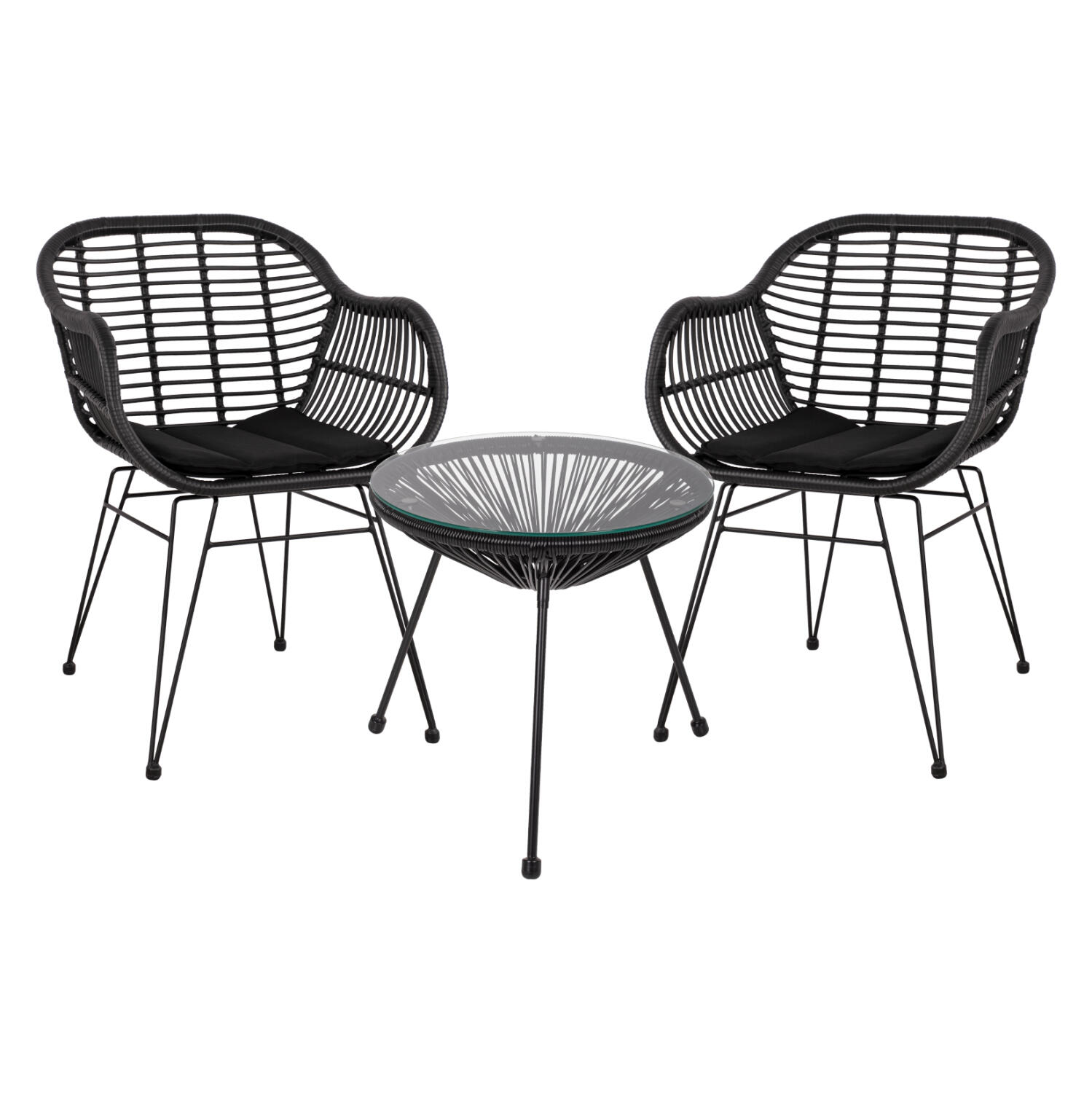 set-trapezarias-3tmch-fb911871-metallo-r Σετ Τραπεζαριας 3τμχ HM11871 Μεταλλο & Rattan Σε Μαυρο Χρωμα - Image 1
