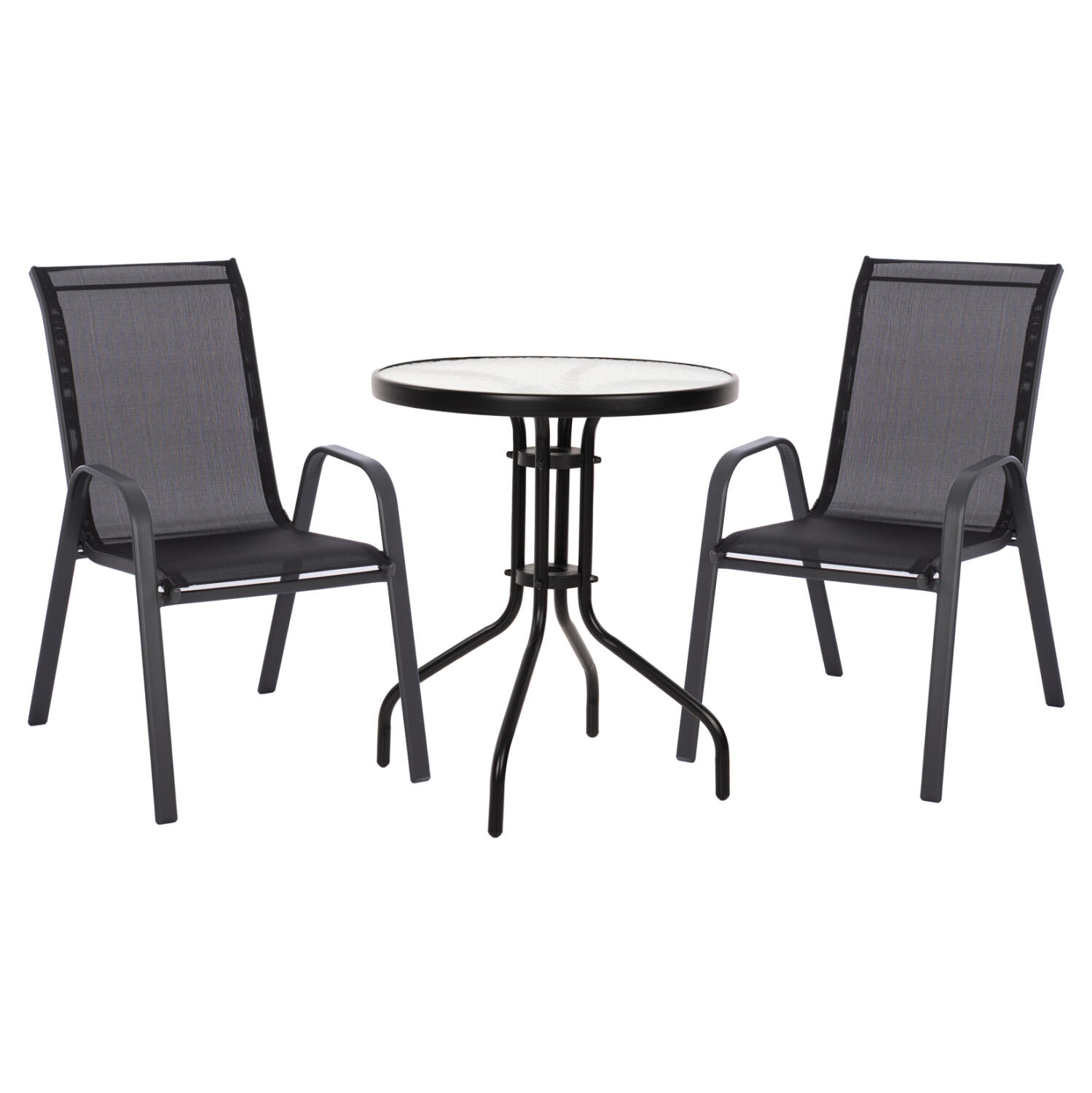 set-trapezarias-3tmch-fb9518103-karekles Σετ Τραπεζαριας 3τμχ Leon HM5181.03 Καρεκλες Μεταλλικες & Τραπεζι φ60εκ Μαυρο - Image 1