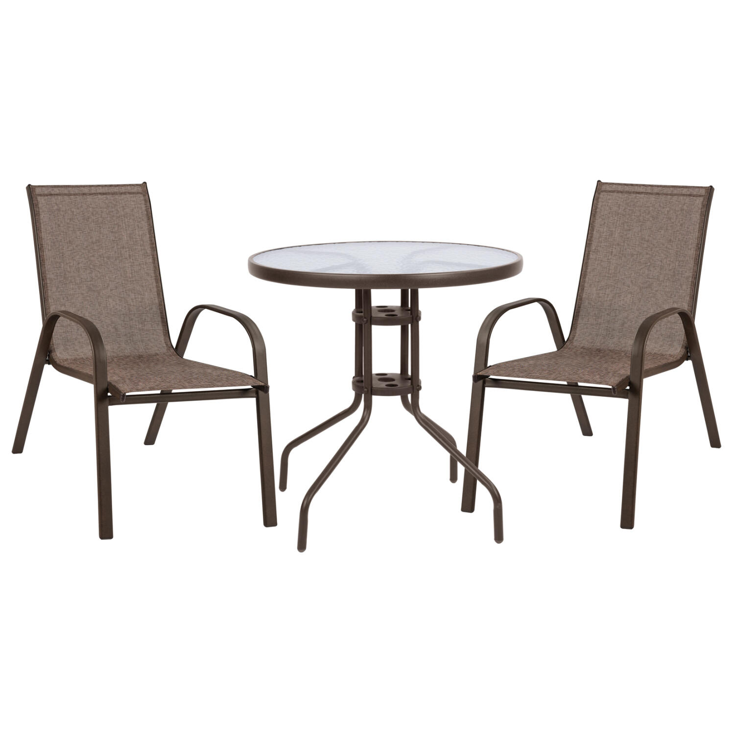 set-trapezarias-3tmch-me-trapezi-karekle Σετ Τραπεζαριας 3τμχ Με Τραπεζι φ70 & Καρεκλες Leon Καφε HM5184.02 - Image 1