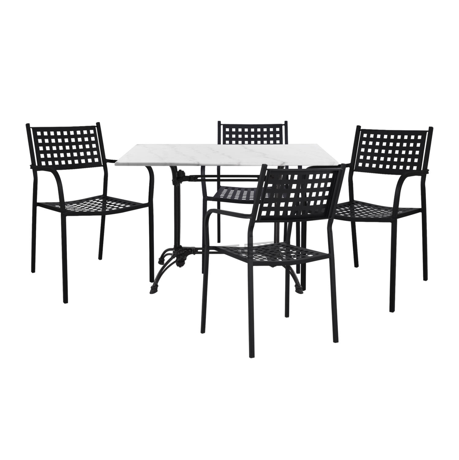 set-trapezarias-5-tmx-exoterikoy-choroy- Σετ Τραπεζαριας 5 Tmx Εξωτερικου Χωρου Με Μαρμαρινο Τραπεζι HM11717 - Image 1