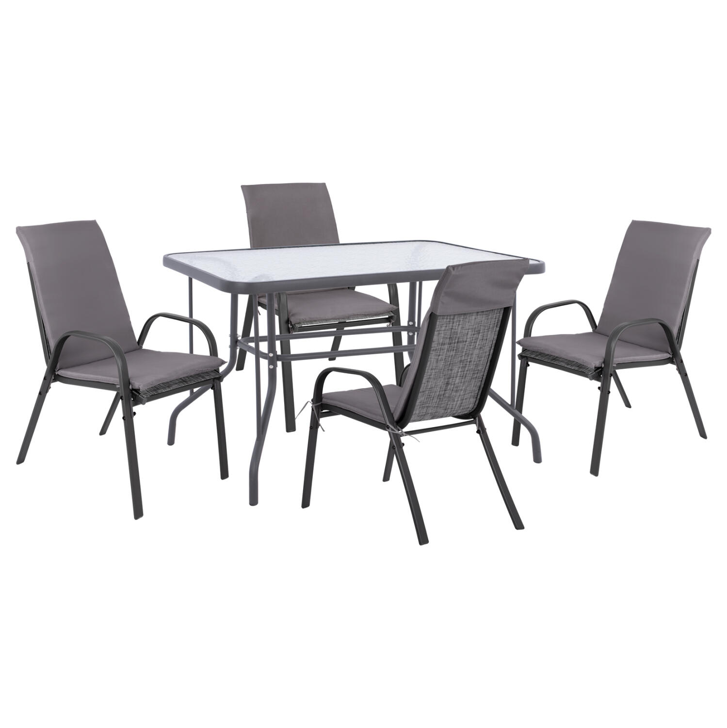 set-trapezarias-5tmch-fb91056601-4-karek Σετ Τραπεζαριας 5τμχ HM10566.01- 4 Καρεκλες Με Μαξιλαρι & Τραπεζι 110x60 Γκρι - Image 1
