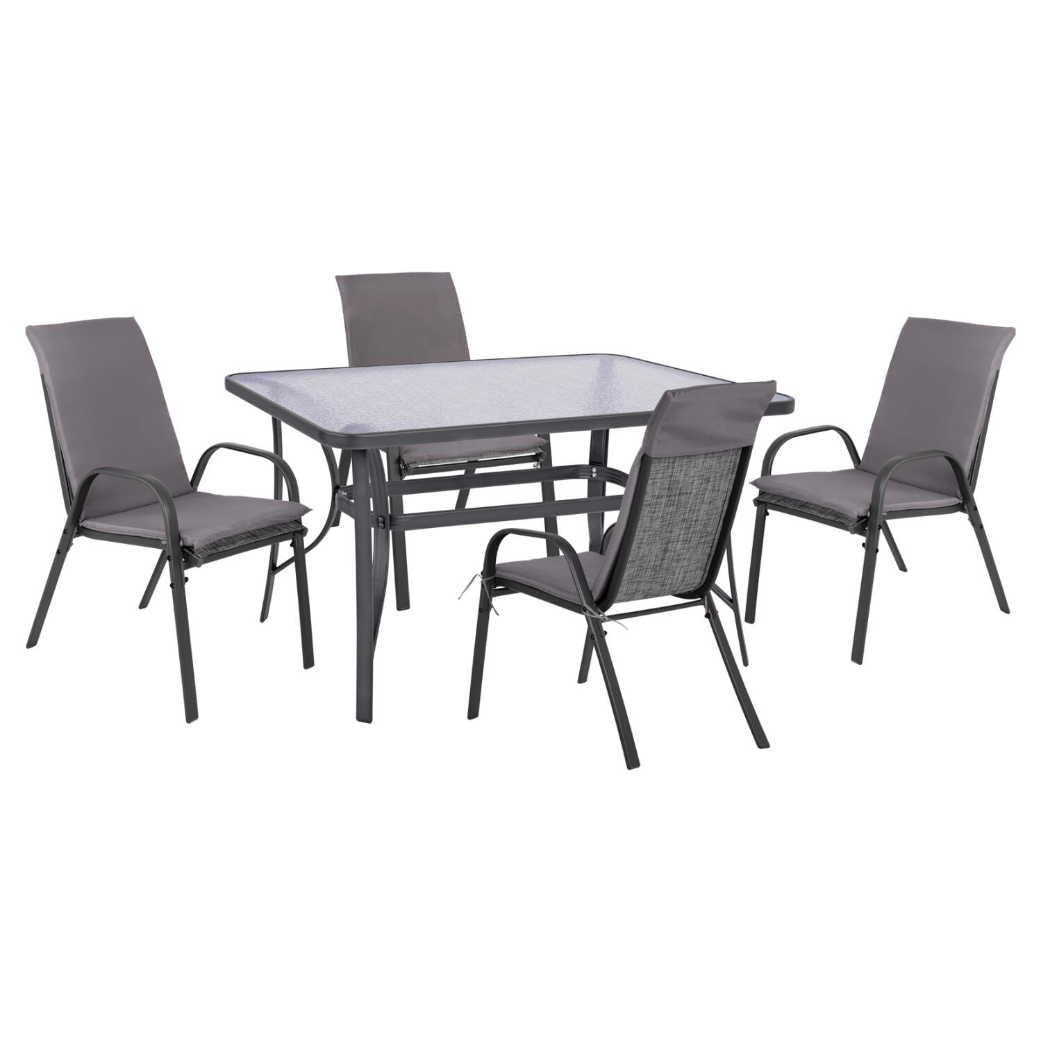 set-trapezarias-5tmch-fb91056901-karekle Σετ Τραπεζαριας 5τμχ HM10569.01 Καρεκλες Με Μαξιλαρι & Τραπεζι 140x80 - Γκρι - Image 1