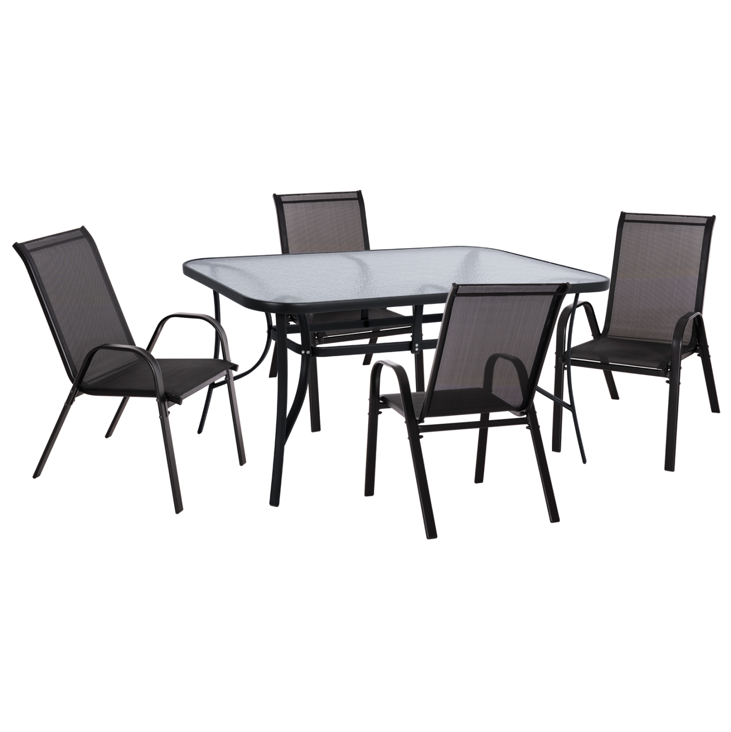 set-trapezarias-5tmch-fb91089503-mayro-m Σετ Τραπεζαριας 5τμχ Bruno HM5201.03 Μαυρο Μεταλλικο & Textilene - Image 1