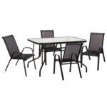 Σετ Τραπεζαριας 5τμχ Adam HM10896.03 Τραπεζι 120x70εκ & 4 Πολυθρονες--Μαυρο