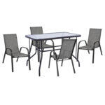 Σετ Τραπεζαριας 5τμχ Adam HM10897.01 Τραπεζι 110x60εκ & 4 Πολυθρονες--Γκρι