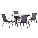 Σετ Τραπεζαριας 5τμχ Adam HM10897.03 Τραπεζι 110x60εκ & 4 Πολυθρονες--Μαυρο