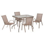 Σετ Τραπεζαριας 5τμχ Adam HM10897.04 Τραπεζι 110x60εκ & 4 Πολυθρονες--Σαμπανι