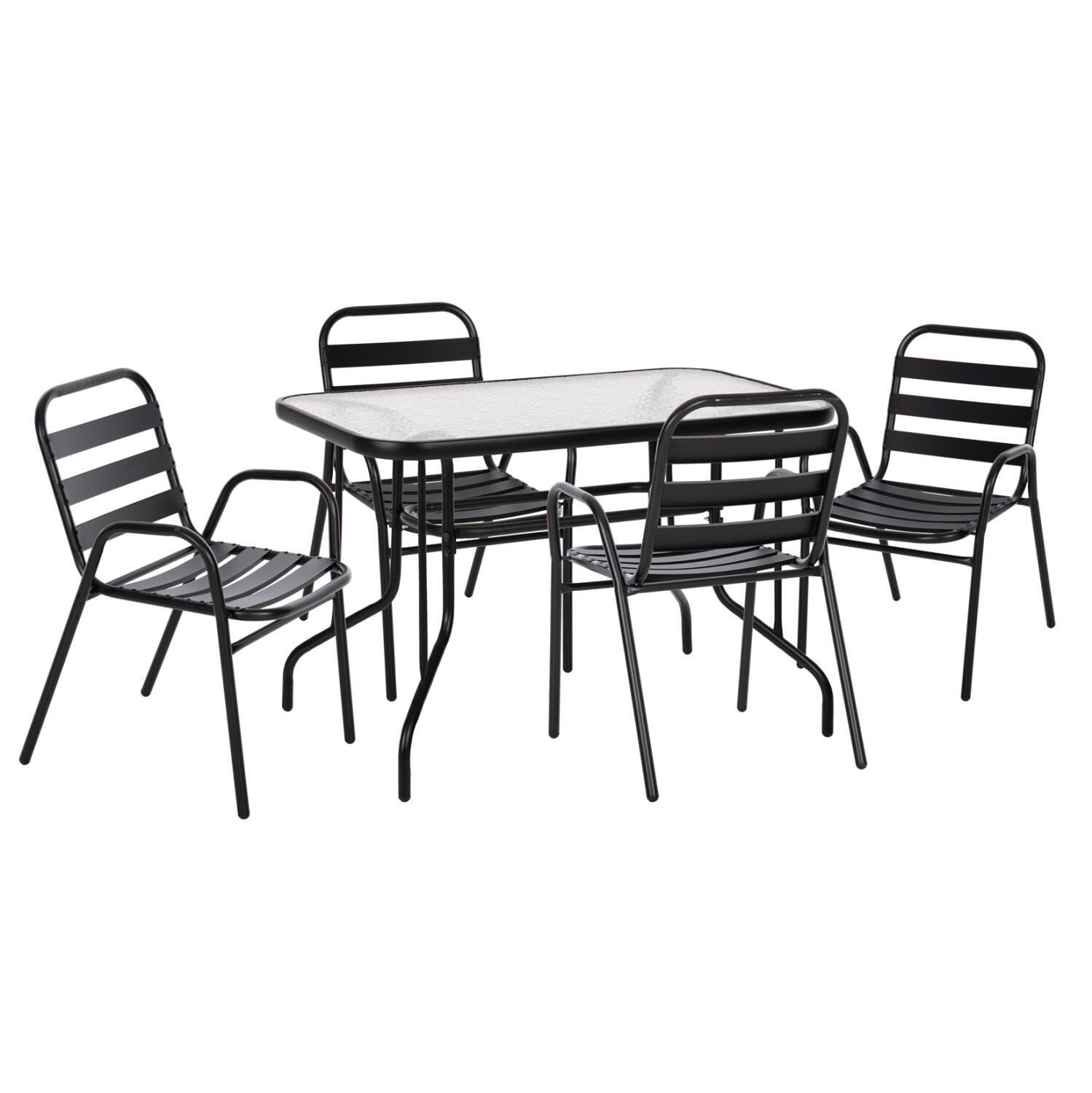 set-trapezarias-5tmch-fb92121901-karekle Σετ Τραπεζαριας 5τμχ Adam HM21219.01 Καρεκλες Μεταλλικες & Τραπεζι 110x60 Μαυρο - Image 1