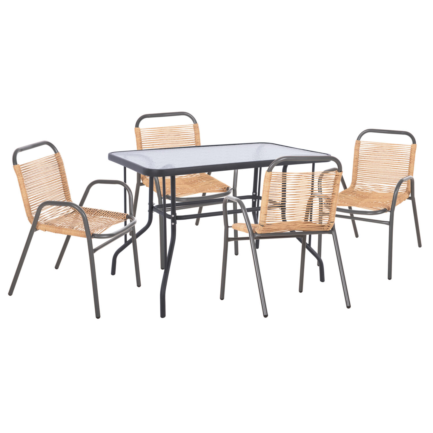 set-trapezarias-5tmch-fb92122101-karekle Σετ Τραπεζαριας 5τμχ Avril HM21221.01 Καρεκλες Μεταλ. & Τραπεζι 110x60 Γκρι-Φυσικο - Image 1