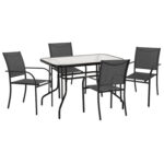 Σετ Τραπεζαριας 5τμχ Redan HM21223.01 Τραπεζι & 4 Πολυθρονες Σε Μαυρο