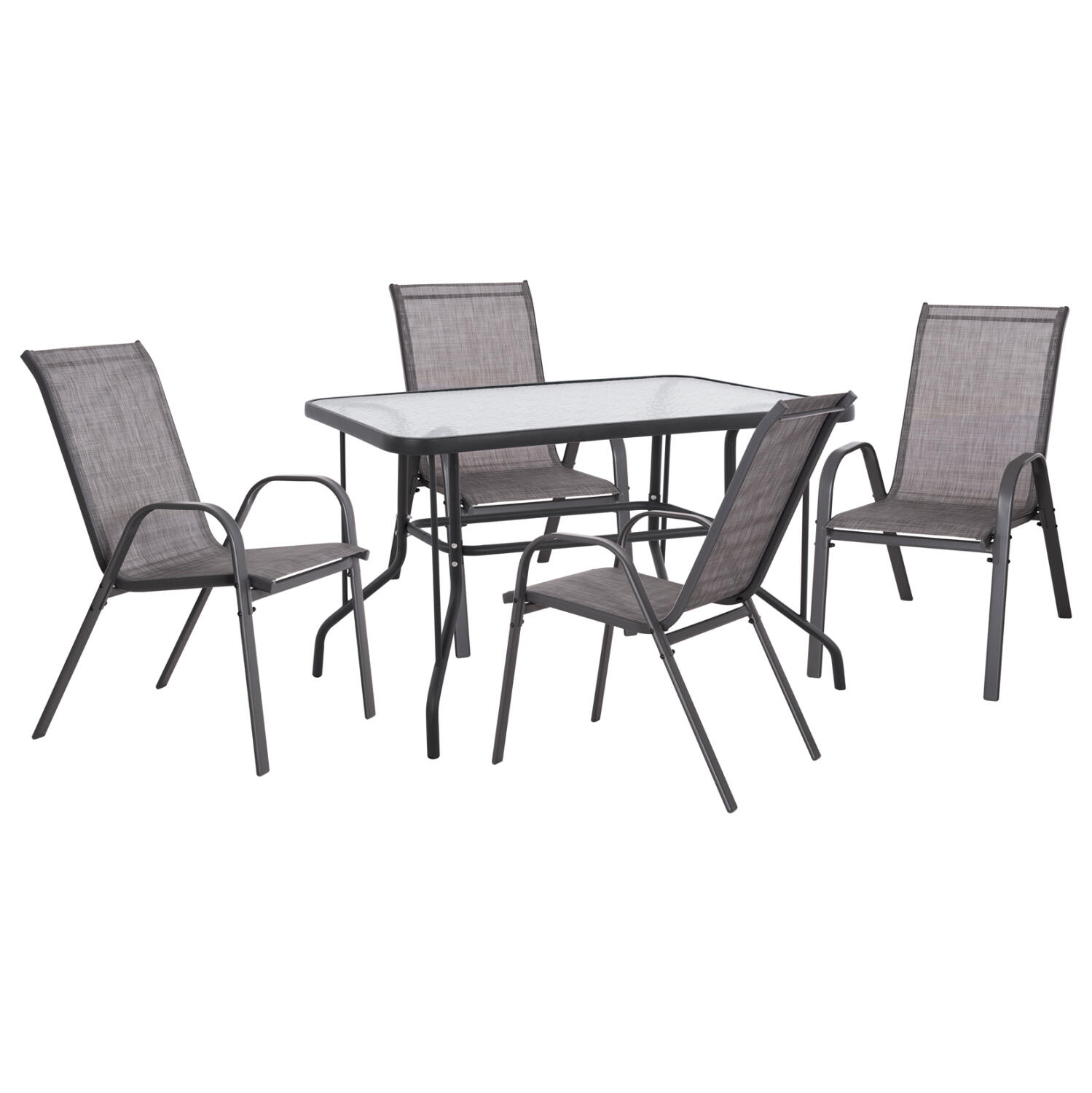 set-trapezarias-5tmch-fb9519301-metallik Σετ Τραπεζαριας 5τμχ HM5193.01 Μεταλλικη Με 4 Καρεκλες & Τραπεζι 110x60 Γκρι - Image 1