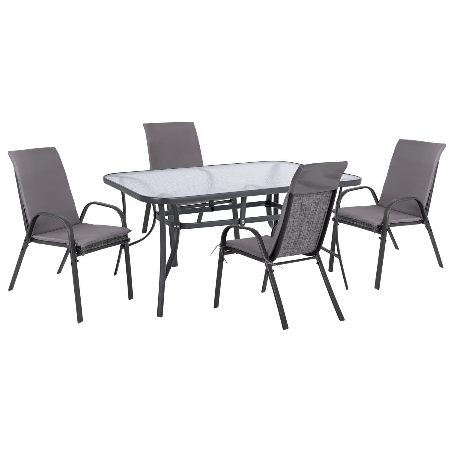 set-trapezarias-5tmch-karekles-me-maxila Σετ Τραπεζαριας 5τμχ Καρεκλες Με Μαξιλαρι & Τραπεζι 150x90 HM10570.01 Γκρι - Image 1
