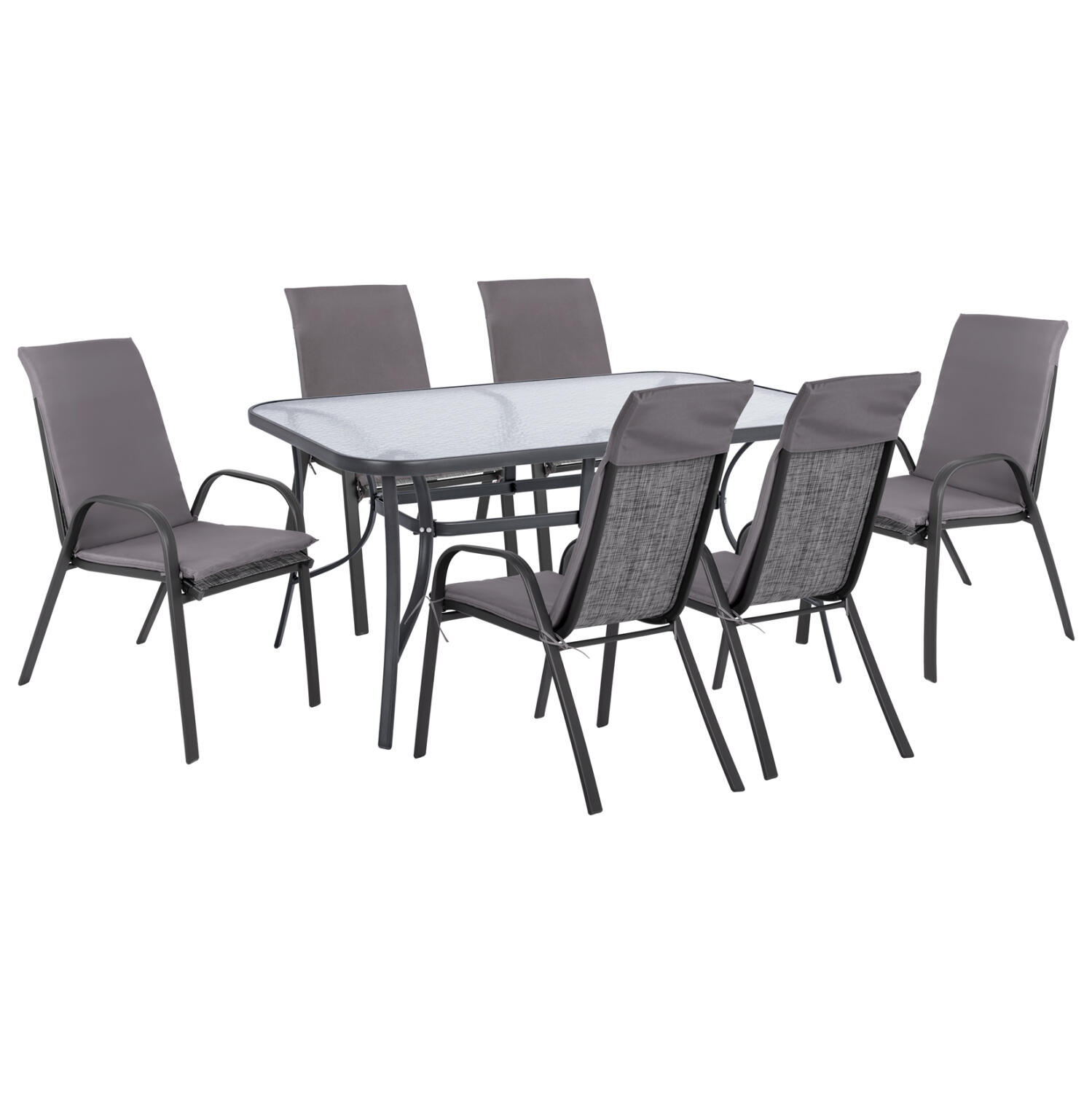 set-trapezarias-7tmch-karekles-me-maxila Σετ Τραπεζαριας 7τμχ Καρεκλες Με Μαξιλαρι & Τραπεζι 150x90 HM10572.01 Γκρι - Image 1