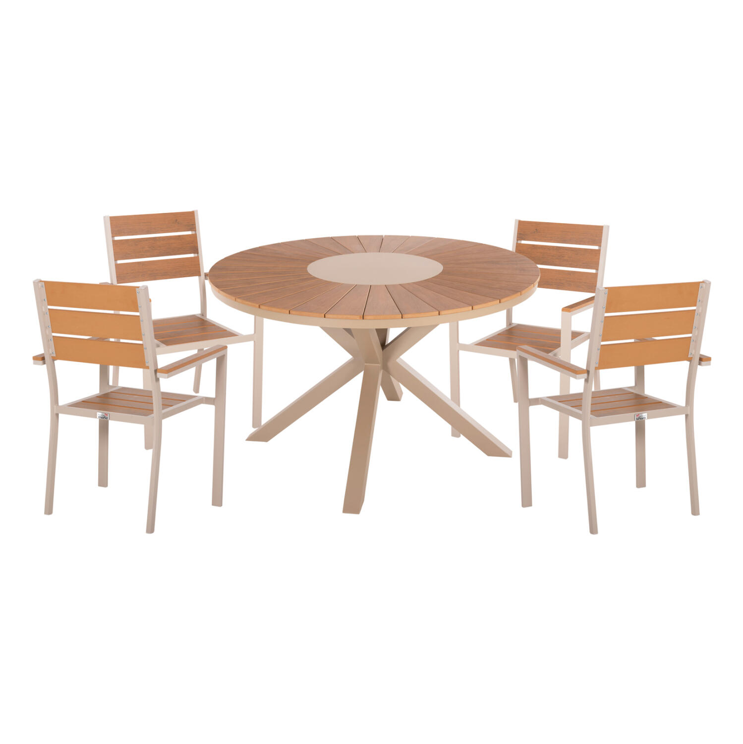 set-trapezarias-ex-choroy-5tmch-fb921161 Σετ Τραπεζαριας Εξ. Χωρου 5τμχ Moril HM21161 Αλουμινιο Σε Σαμπανι & Polywood - Image 1