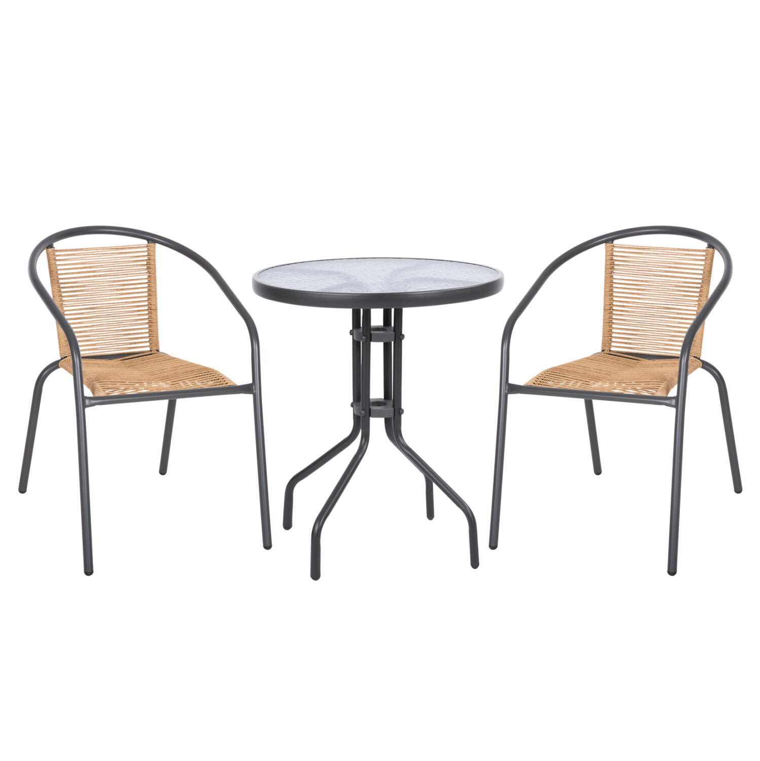 set-trapezarias-exchoroy-3tmch-fb9108790 Σετ Τραπεζαριας Εξ.χωρου 3τμχ Lima HM10879.02 Μεταλλο Γκρι & P.e.rattan Φυσικο (Στρογγυλο) - Image 1