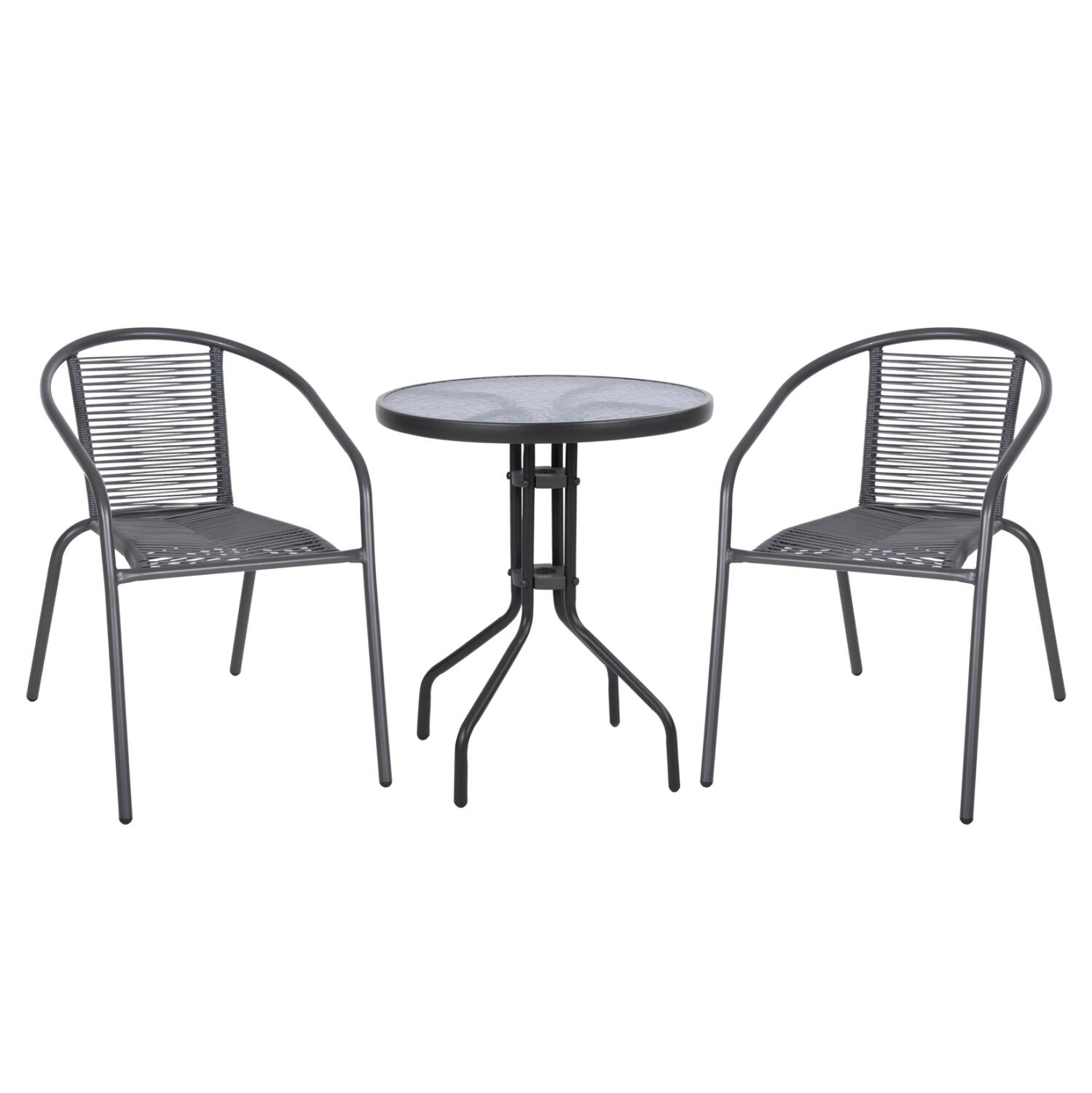 set-trapezarias-exchoroy-3tmch-fb9108790 Σετ Τραπεζαριας Εξ.χωρου 3τμχ Lima HM10879.01 Μεταλλο & P.e.rattan- Γκρι (Στρογγυλο) - Image 1