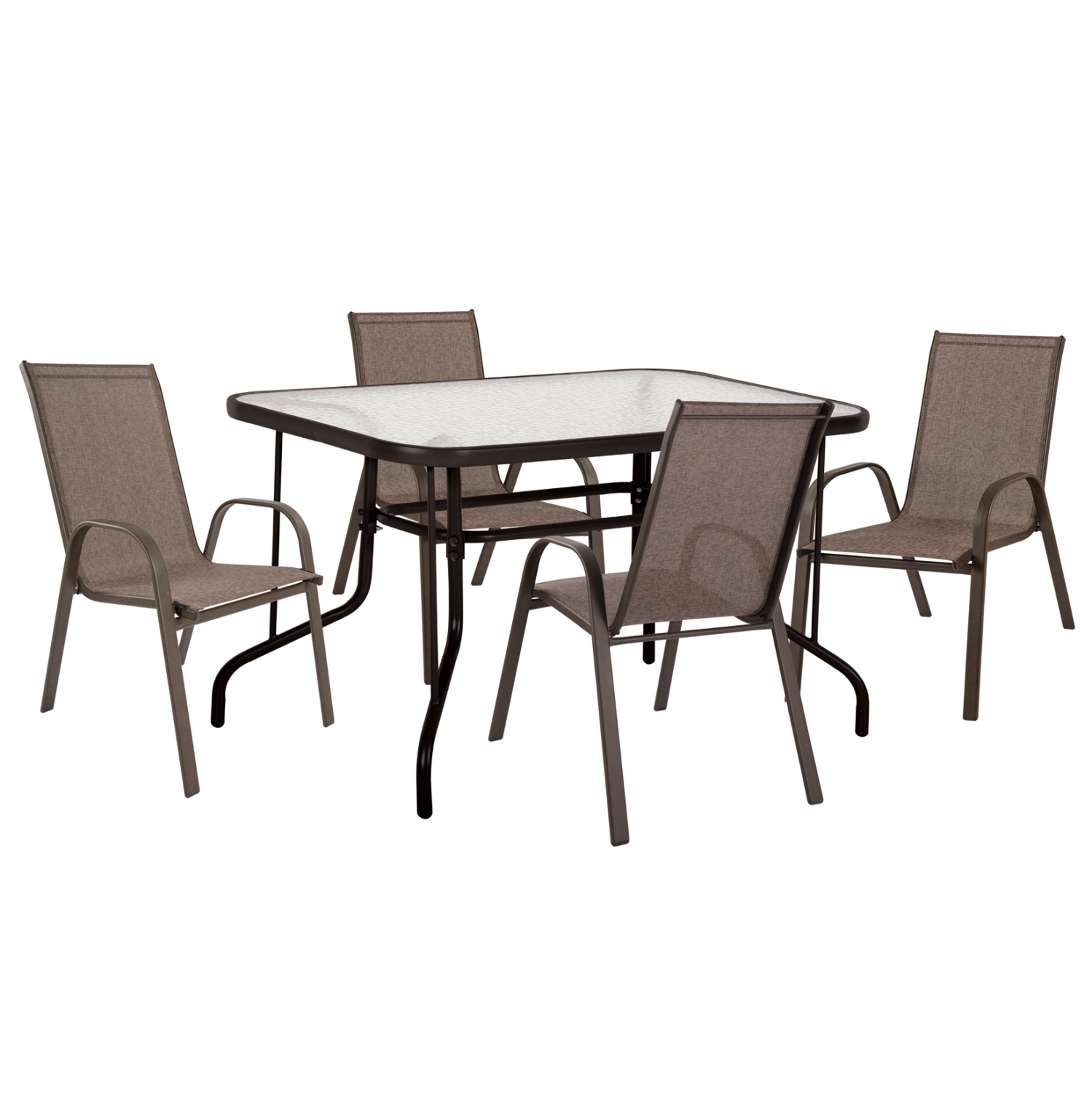 set-trapezarias-exchoroy-5tmch-fb9105650 Σετ Τραπεζαριας Εξ.χωρου 5τμχ Adam HM10565.02 Μεταλλο & Textilene--Καφε - Image 1
