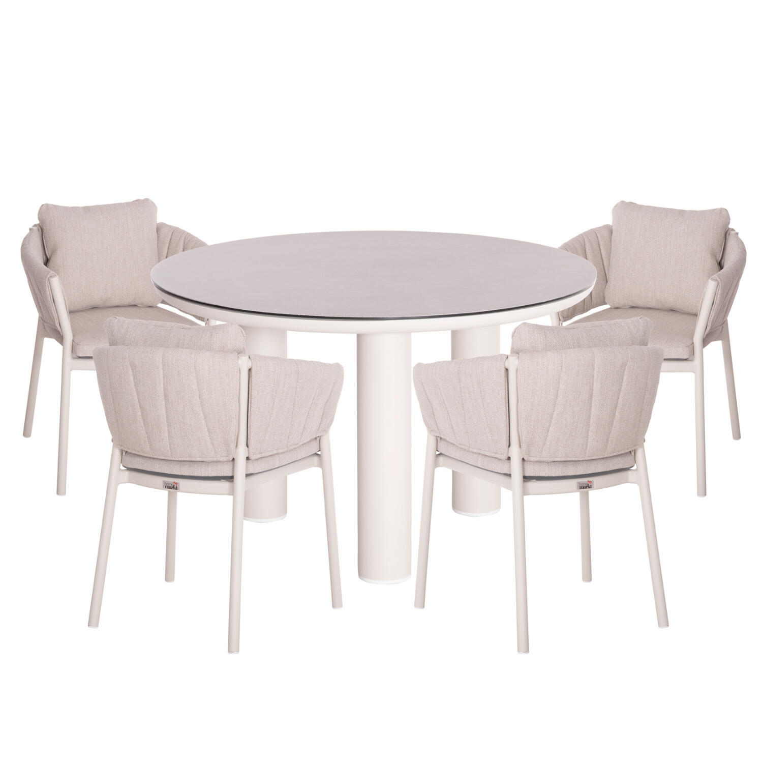 set-trapezarias-exchoroy-5tmch-fb9110020 Σετ Τραπεζαριας Εξ.χωρου 5τμχ Shanks HM11390.02 Αλουμ. Κρεμ & Olefin Μαξιλαρια Μπεζ - Image 1
