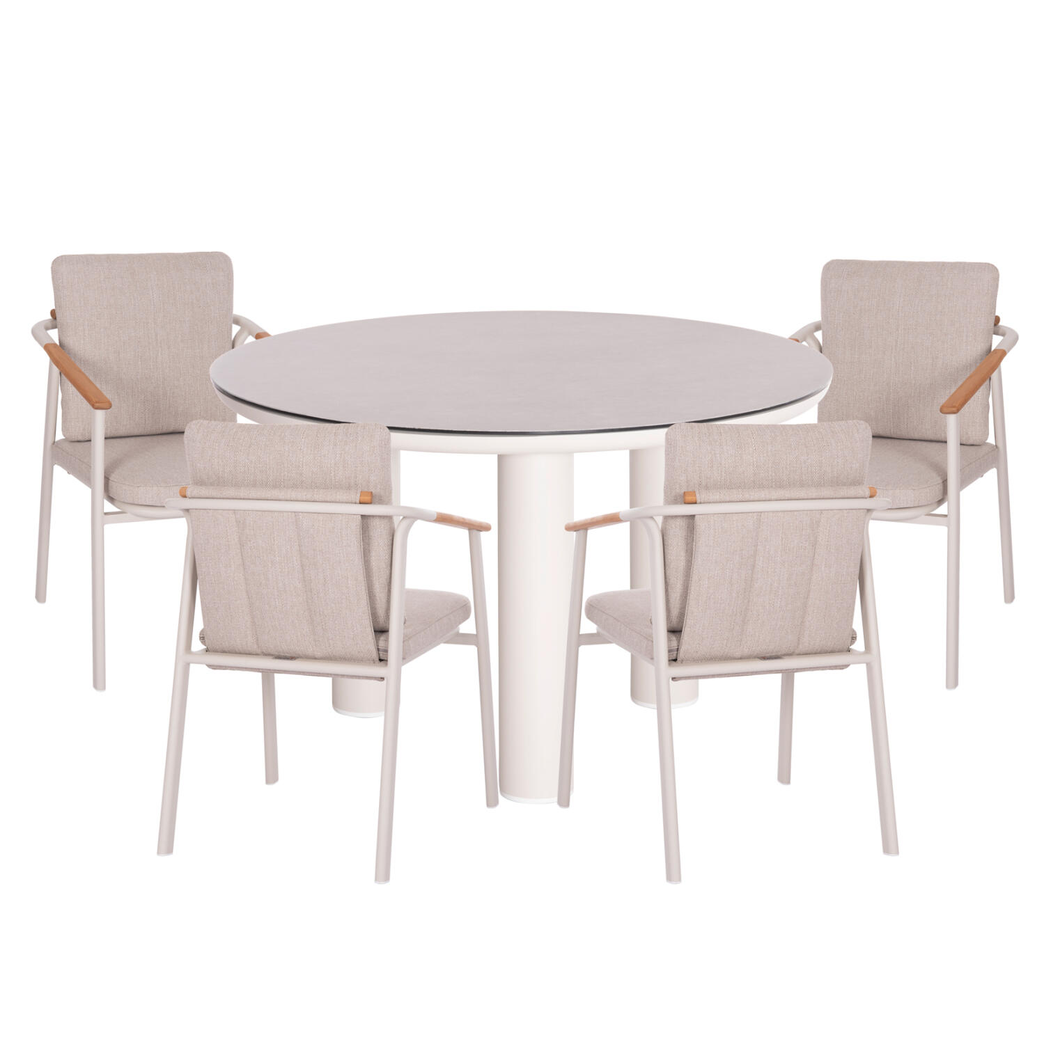 set-trapezarias-exchoroy-5tmch-fb9110030 Σετ Τραπεζαριας Εξ.χωρου 5τμχ Senti HM11003.02 Αλουμ. Κρεμ & Olefin Μαξιλαρια Μπεζ - Image 1