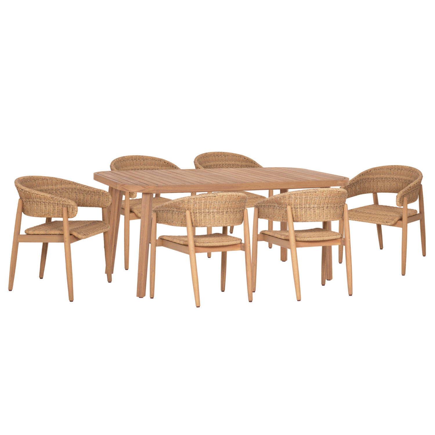 set-trapezarias-exchoroy-7tmch-fb910908- Σετ Τραπεζαριας Εξ.χωρου 7τμχ Cort HM10983 Ξυλο Ακακιας & Σχοινι--Φυσικο - Image 1