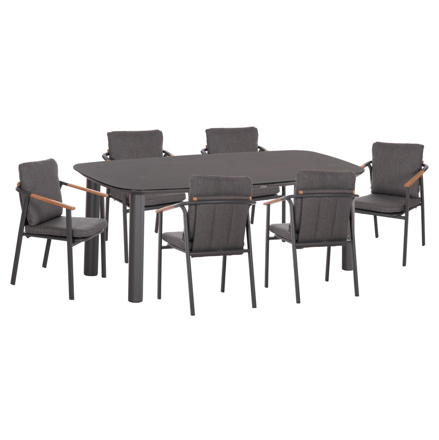 set-trapezarias-exchoroy-7tmch-fb9109080 Σετ Τραπεζαριας Εξ.χωρου 7τμχ Senti HM10908.01 Αλουμινιο & Olefin Μαξιλαρια-- Γκρι - Image 1