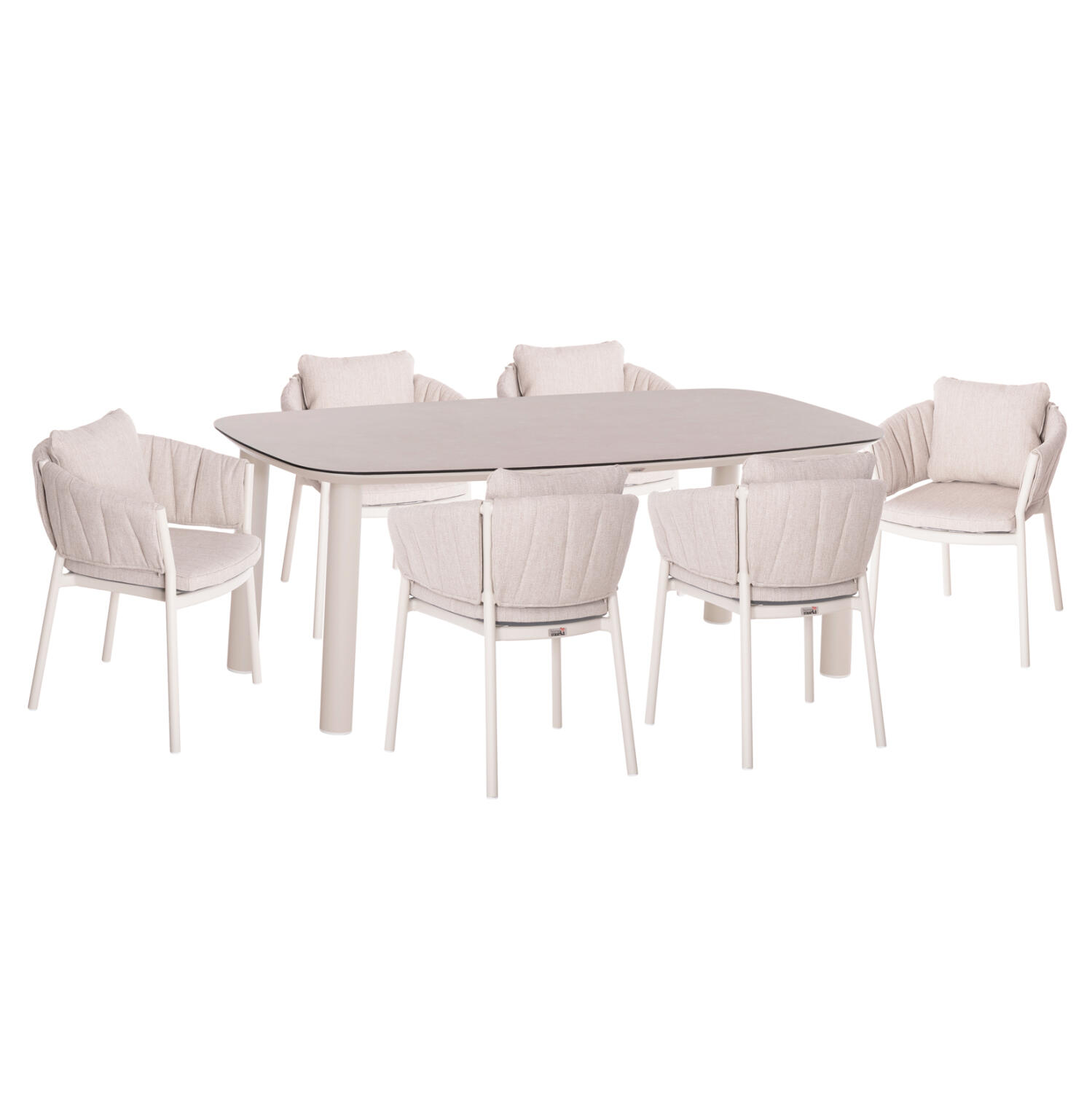 set-trapezarias-exchoroy-7tmch-fb9109090 Σετ Τραπεζαριας Εξ.χωρου 7τμχ Shanks HM10909.02 Αλουμινιο Κρεμ-Olefin Μαξιλαρια Μπεζ - Image 1